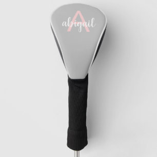 Modern Stylisches Girly Gray Pink Monogramm Name Golf Headcover