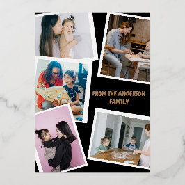 Modern Stylish 5-Photo Family Valentine’s Day Folien Feiertagskarte