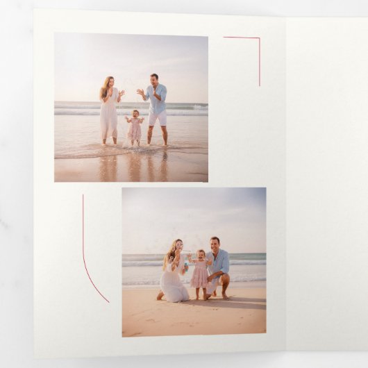 Modern Stylish Arch Family Photo Beach Christmas Dreifach Gefaltete Urlaubskarte (Innen Erste Seite)