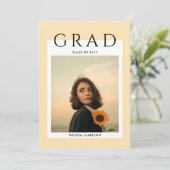 Modern Stylish Beige Polaroid Photo Graduation Einladung (Stehend Vorderseite)