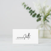 Modern Stylish Black & White Handwritten Script Visitenkarte (Stehend Vorderseite)
