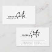 Modern Stylish Black & White Handwritten Script Visitenkarte (Vorne/Hinten)