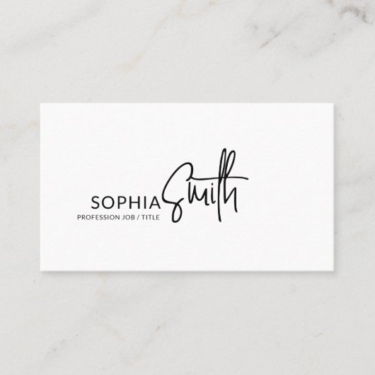 Modern Stylish Black & White Handwritten Script Visitenkarte (Vorderseite)