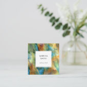 Modern Stylish Blue Brown Watercolor Abstract Quadratische Visitenkarte (Stehend Vorderseite)