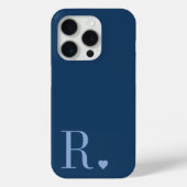 modern stylish blue monogram initial  Case-Mate iPhone hülle (Rückseite)