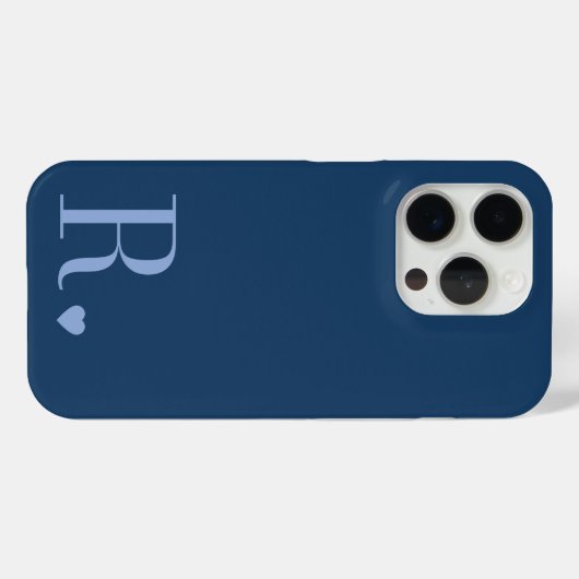 modern stylish blue monogram initial  Case-Mate iPhone hülle (Rückseite (Horizontal))