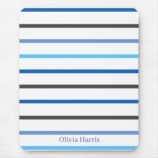 Modern Stylish Blue Stripes Custom Mousepad (Vorne)