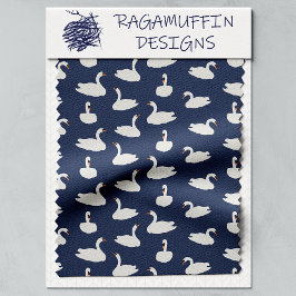 Modern Stylish Blue Swan Pattern Stoff
