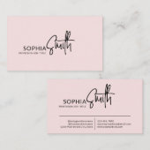 Modern Stylish Blush Pink Handwritten Script Visitenkarte (Vorne/Hinten)
