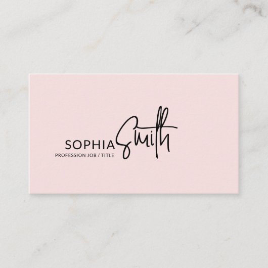 Modern Stylish Blush Pink Handwritten Script Visitenkarte (Vorderseite)