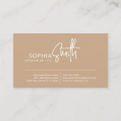 Modern Stylish Boho Cream Beige Handwritten Script Visitenkarte (Rückseite)