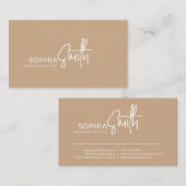 Modern Stylish Boho Cream Beige Handwritten Script Visitenkarte (Vorne/Hinten)