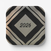 Modern Stylish Brushed Metal 2026 New Years Party Pappteller (Vorderseite)