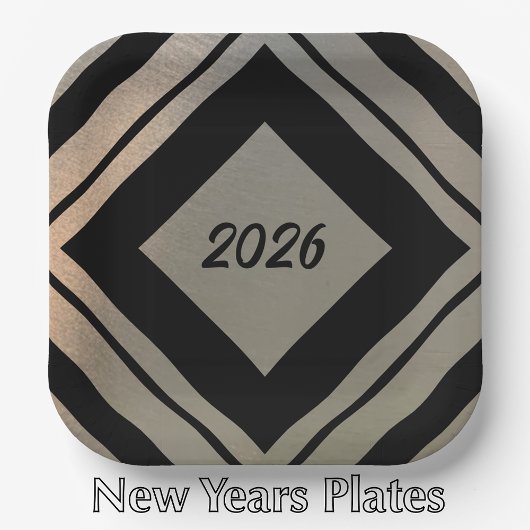 Modern Stylish Brushed Metal 2026 New Years Party Pappteller