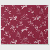 Modern Stylish Burgundy Horseback Riding Toile Geschenkpapier (Flach)