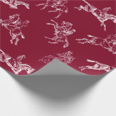 Modern Stylish Burgundy Horseback Riding Toile Geschenkpapier (Ecke)