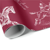 Modern Stylish Burgundy Horseback Riding Toile Geschenkpapier (Rolleneckpunkt)