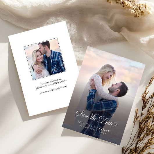 Modern Stylish Calligraphy Script Photo Wedding Save The Date