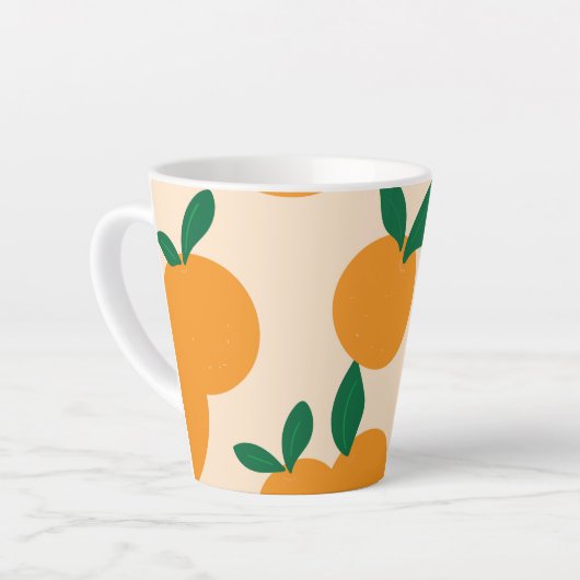 Modern Stylish Citrus Fruit Oranges Pattern Milchtasse (Linke Ecke)
