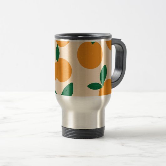 Modern Stylish Citrus Fruit Oranges Pattern Reisebecher (VorderseiteRechts)