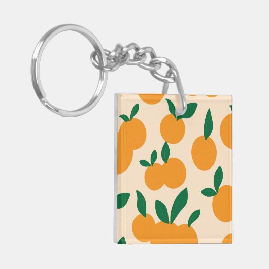 Modern Stylish Citrus Fruit Oranges Pattern Schlüsselanhänger (Vorderseite links)