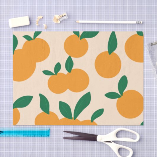 Modern Stylish Citrus Fruit Oranges Pattern Seidenpapier (Handwerk)