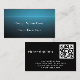 Modern Stylish Custom Text QR Code Church Pastor Visitenkarte