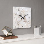 Modern stylish elegant white marble pattern quadratische wanduhr<br><div class="desc">Modern stylish,  elegant white marble pattern,  clock.</div>