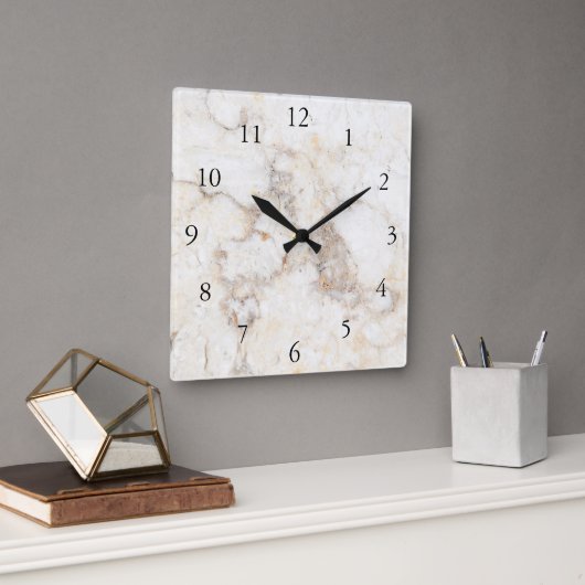 Modern stylish elegant white marble pattern quadratische wanduhr (Büro)