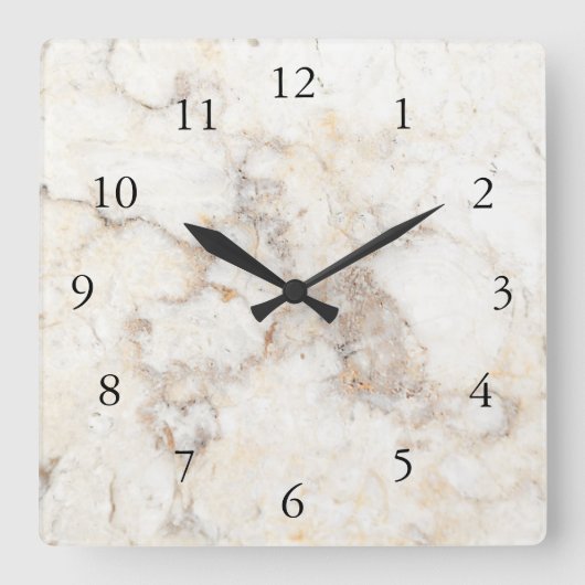 Modern stylish elegant white marble pattern quadratische wanduhr (Vorderseite)