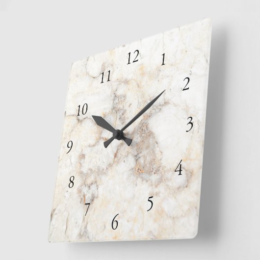Modern stylish elegant white marble pattern quadratische wanduhr (Winkel)