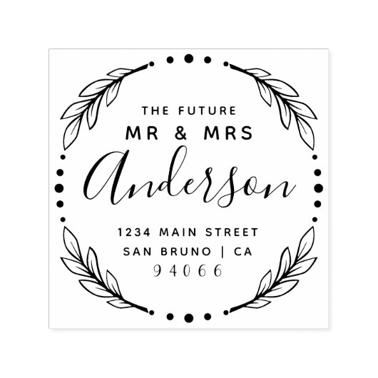 Modern Stylish Future Mr. & Mrs. Rücksendeadresse Permastempel (Design)