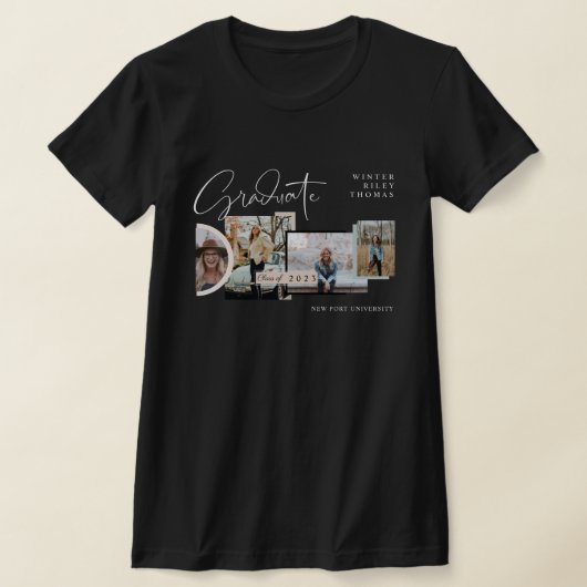 Modern Stylish Graduation Four Photo Collage Grad T-Shirt (Ablage )