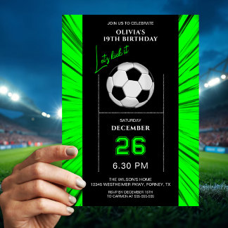 Modern Stylish Green Soccer Birthday Invitation  Einladung