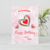 Modern Stylish Hearts Love Happy Birthday Card (Stehend Vorderseite)