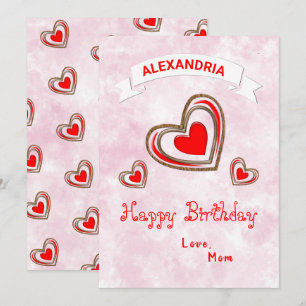 Modern Stylish Hearts Love Happy Birthday Card