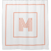  Modern stylish Initial Monogram white peach Duschvorhang (Vorderseite)