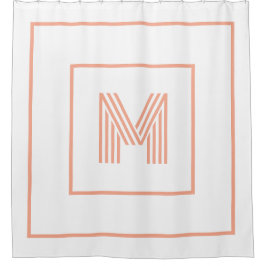  Modern stylish Initial Monogram white peach Duschvorhang