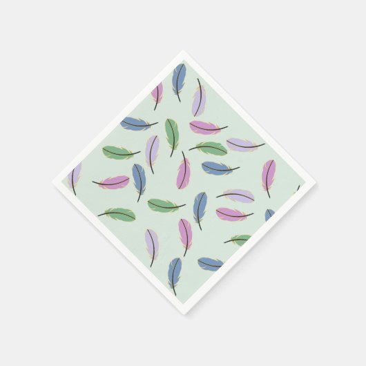 Modern Stylish Pastel Blue Feathers Pattern Serviette (Ecke)