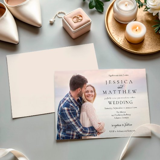 Modern Stylish Photo Wedding Invitation Einladung