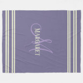 Modern stylish purple white personalized name  fleecedecke (Vorderseite (Horizontal))