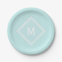 Modern Stylish Robin's Egg Blue Custom Monogram