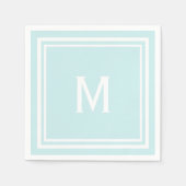 Modern Stylish Robin's Egg Blue Custom Monogram Serviette (Vorderseite)