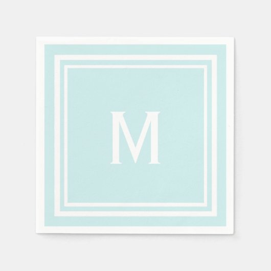 Modern Stylish Robin's Egg Blue Custom Monogram Serviette (Vorderseite)