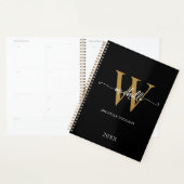 Modern Stylish Script Black Gold Monogram 2023 Planer (Anzeige)