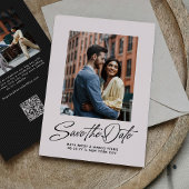 Modern stylish script pink two photo save the date