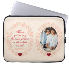 Modern Stylish Script Red Heart Foto Mothers Day Laptopschutzhülle