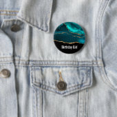 Modern Stylish Teal Agate & Gold Ribbon Birthday Button (Beispiel)