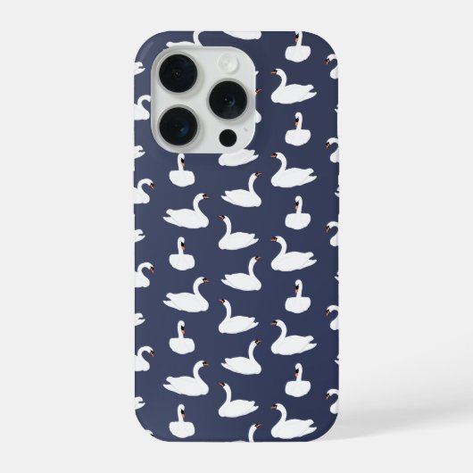 Modern Stylish Trendy Blue Swan Pattern Phone Case iPhone Hülle (Rückseite)