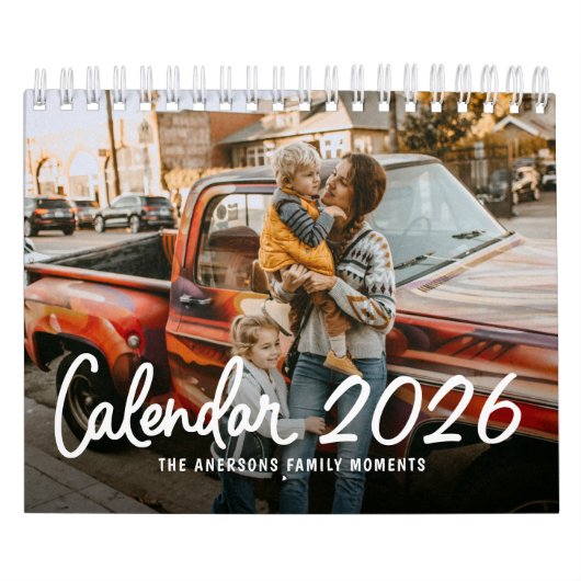 Modern Stylish Trendy Script Family Photo Monthly Kalender (Titelbild)